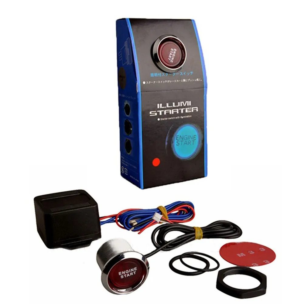 

Universal Car Engine Start Kit Push Button Switch Ignition Start Kit Blue LED 12V Presses Start Button Through Connector