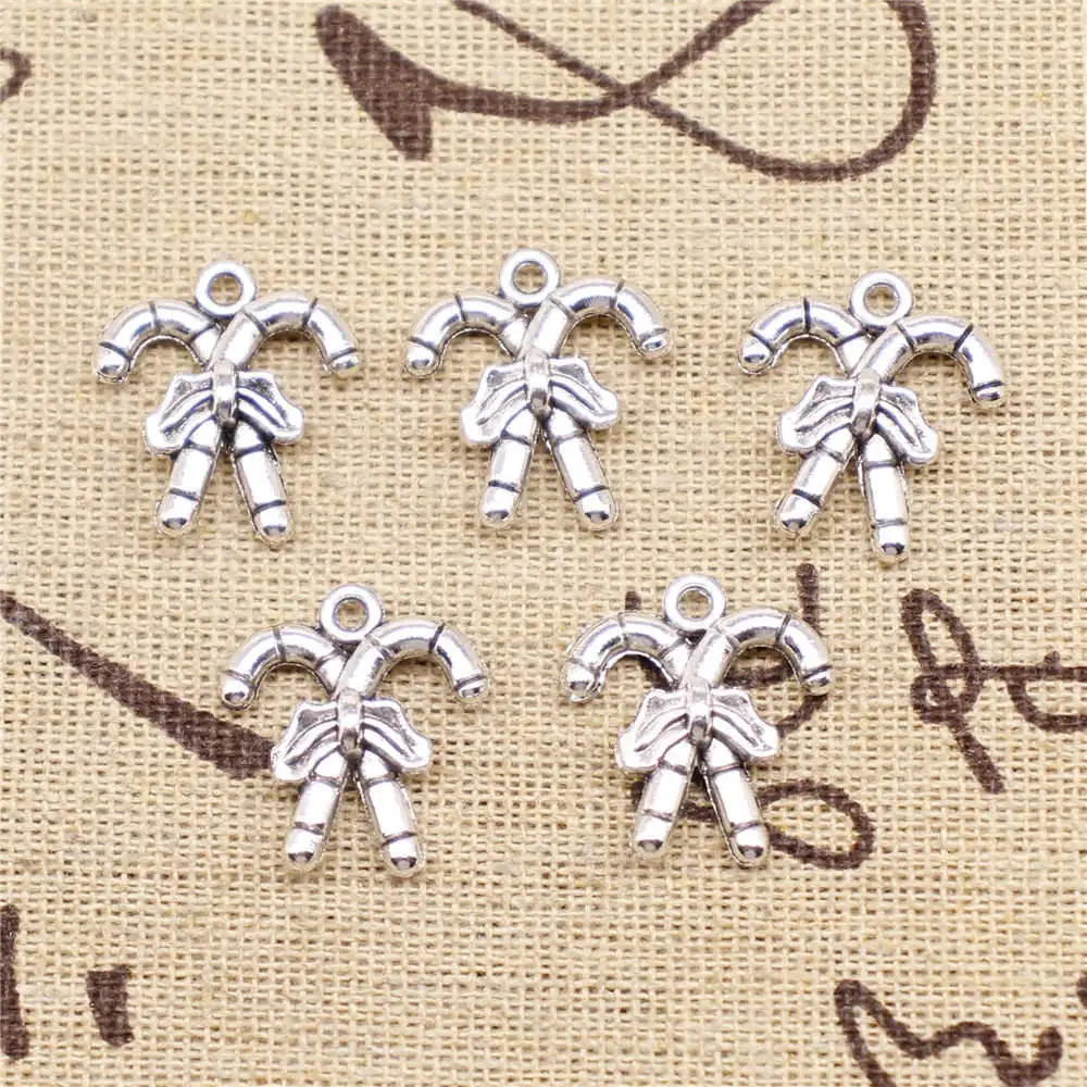 

Pendant Necklac 19x17mm Christmas Cane Charms Antique Silver Color 10pcs
