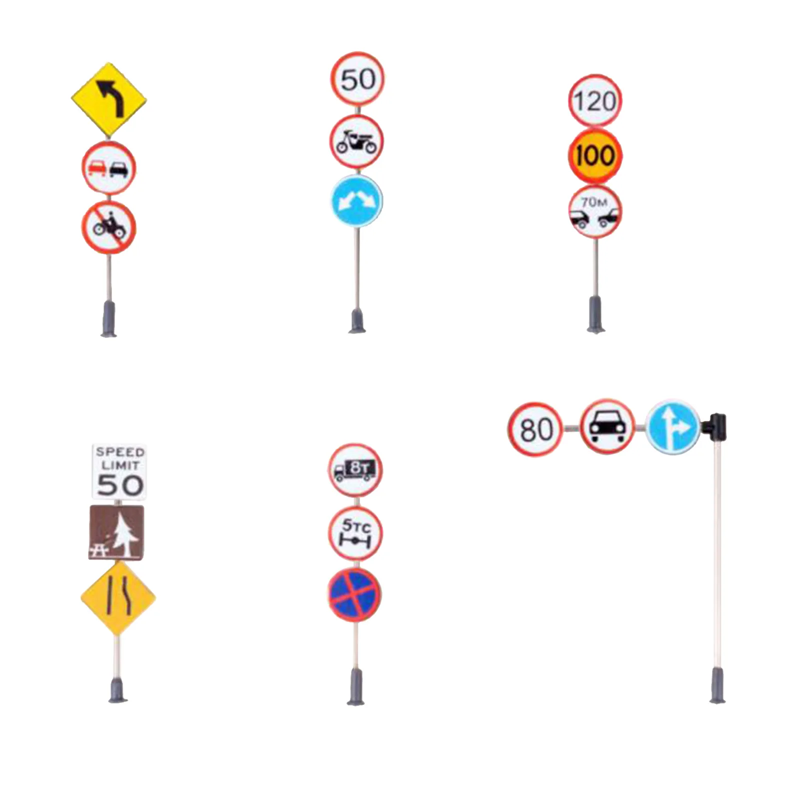 

6pcs / Set 1/87 HO Mini Traffic Signs Rail Road Street Scene