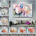 Абстрактная акварельная картина на холсте с цветами, современные плакаты с цветами и принты, Настенная картина для гостиной, декор Куадрос