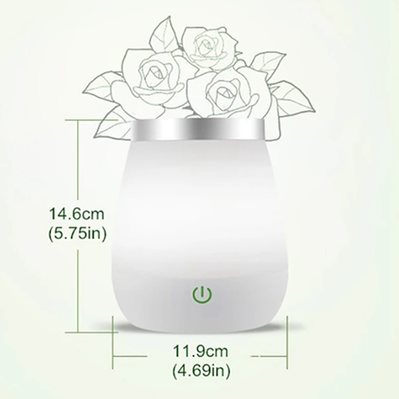 

Vase Night Light Creative Fun Bedroom Bedside Lamp Charging Home Decoration Lamp Atmosphere Lamp with Artificial Flower