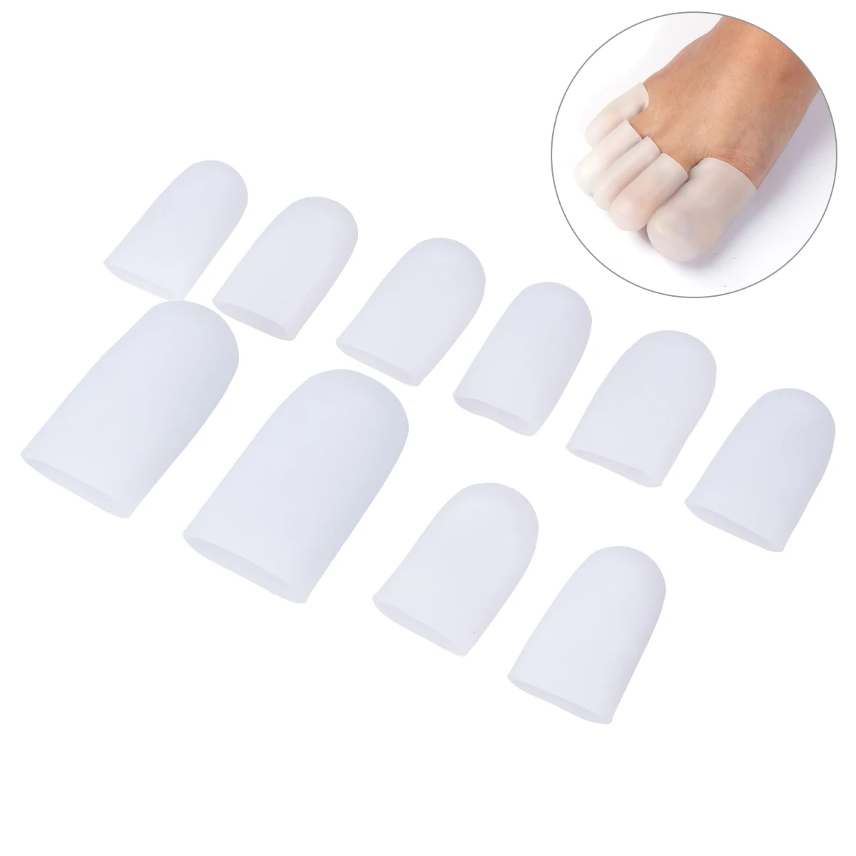 

5 Pairs Silicone Toe Sleeve Gel Toe Cap Cover Protector Finger Toe Gel Tube for Corn Blisters Pain Relief Massager Toe Sleeve
