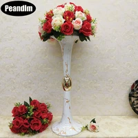 PEANDIM Elegant Flower Rack White Floor Vase Mariage Wedding Table Centerpieces Road Lead Flower Vase Stands For Home Decoration