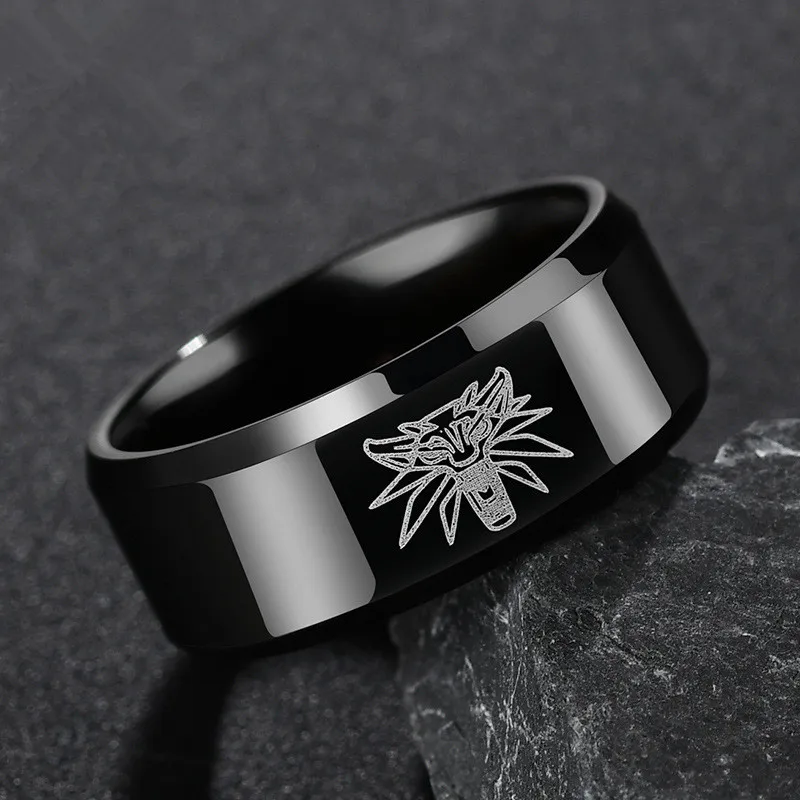 Кольцо унисекс из нержавеющей стали черного цвета с головой волка для дикой