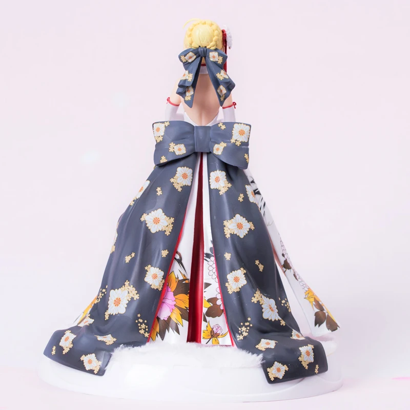 

26cm Anime Fate / stay Night Saber Kimono White Dress PVC Action Figure collectible Model Toys for Children Birthday Gift