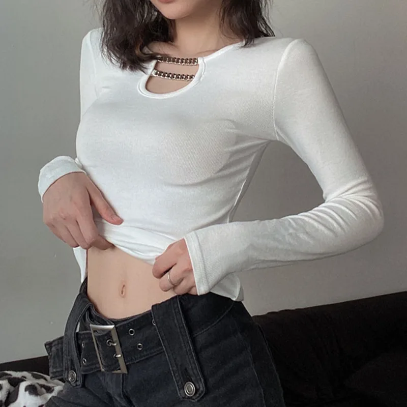 

Женская тонкая футболка с длинным рукавом Kywommnz, однотонная облегающая футболка с длинным рукавом, весна-осень 2021, E4106