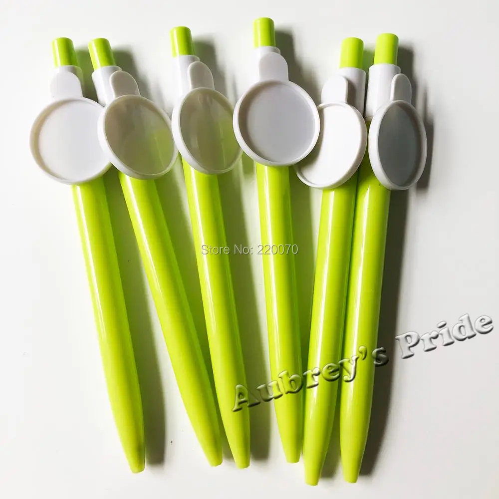 50Pcs Green 50 шт. шариковая ручка белого, синего, розового, оранжевого, зеленого цвета без кнопки, материалы для поставки " 25 мм, профессиональный производитель значков - Цвет: 50Pcs Green
