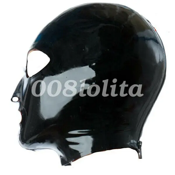 

100% Latex Maske Rubber Fancy Mysterious Pure Black Mask 0.4mm Size XXS-XXL