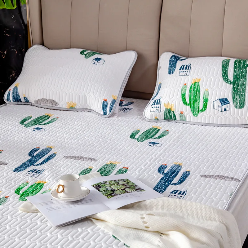 Чехол для матраса С КАКТУСОМ в тропическом стиле шелковистый латексный холодный