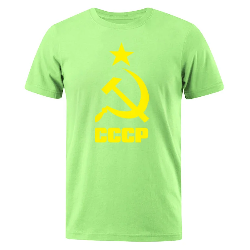 Мужская футболка, лето, CCCP, русские футболки для мужчин, для СССР, Советского Союза, Мужская футболка с коротким рукавом, футболки для мужчин, футболки из хлопка с круглым вырезом - Цвет: light green 6