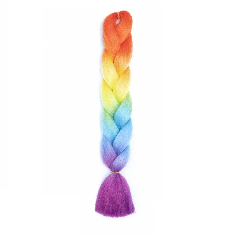 

Synthetic Braiding Hair Extensions 24 Inch 100g Jumbo Braids High Temperature Fiber For Box Twist Rainbow Red Green 120 Colors