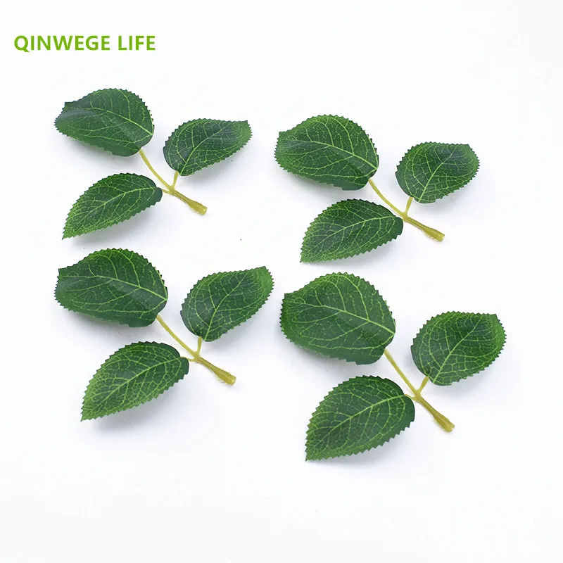 

20 pcs Silk Fabric Artificial Plant Rose Flower Leave for Craft Lifelike Fake Flowers in Wedding Christmas Home Decoration
