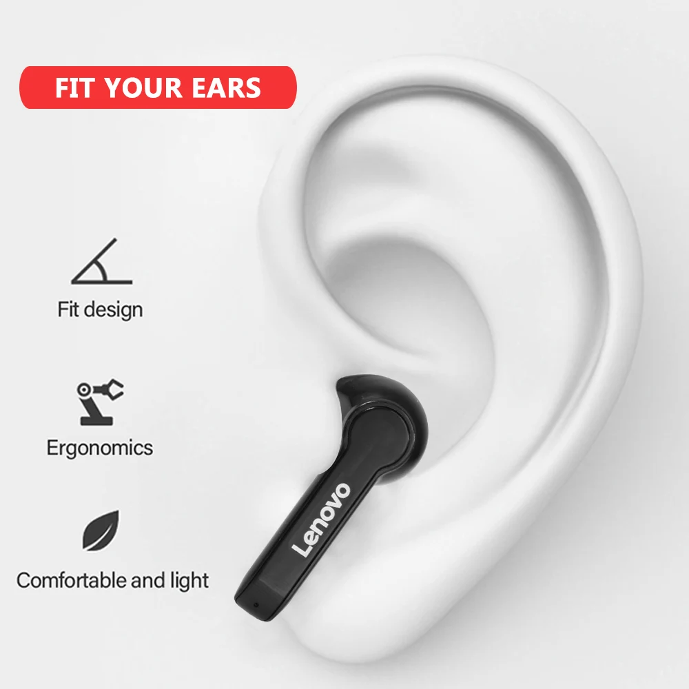 

Lenovo HT08 Wireless Blutooth Earphones With Microphone TWS Hifi Stereo Touch Control HD Call Earbuds With Charger Case