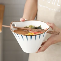 japanese hand painted ceramic noodle bowl double ear chopsticks rice soup bowl japanese household bowl