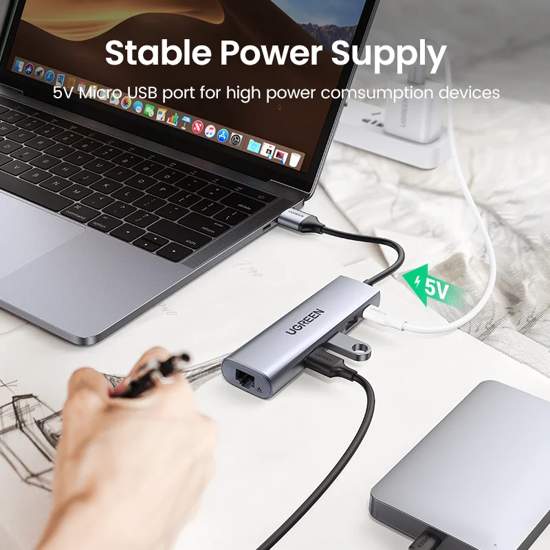 Ugreen USB Ethernet адаптер 3 0 к RJ45 концентратор для ноутбука Xiaomi Mi Box S/3 Сетевая карта