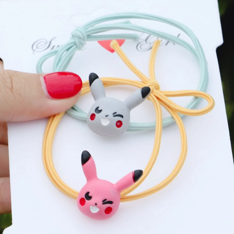 Детский обруч для волос Pikachu 2 шт./лот милый с высокой эластичной резинкой без