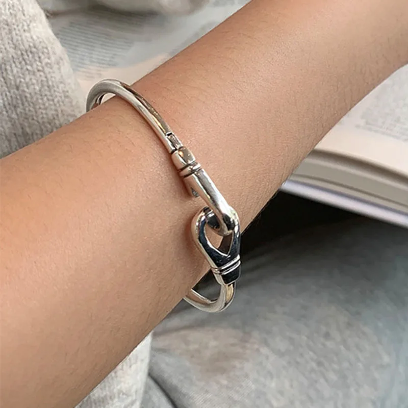 

Foxanry 925 Sterling Silver Bracelet for Women New Trendy Punk Vintage Creative Design Handmade Hook Party Jewelry Couples Gifts