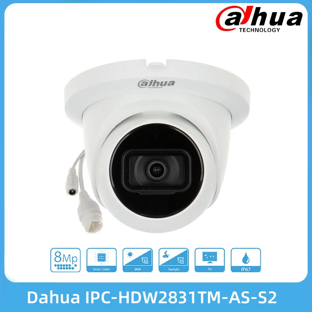 

Dahua IPC-HDW2831TM-AS-S2 8MP Lite IR Fixed-focal Eyeball Network Camera IP67 IR Built-in MIC PoE Power Supply H.265
