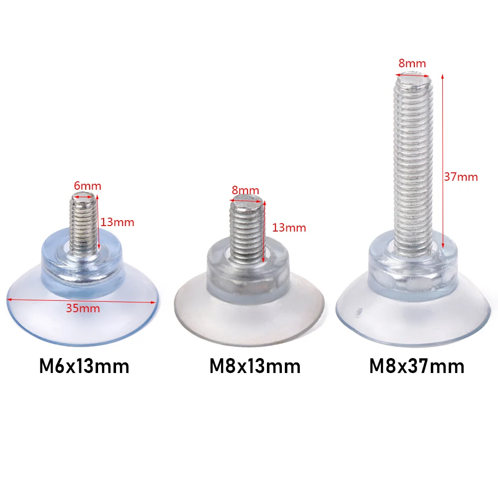 

10Pcs M6/M8 Screw Rubber Suction Cup Transparent Suckers Turn Nut Glass Table Tops Kitchen Bathroom Suckers Hooks