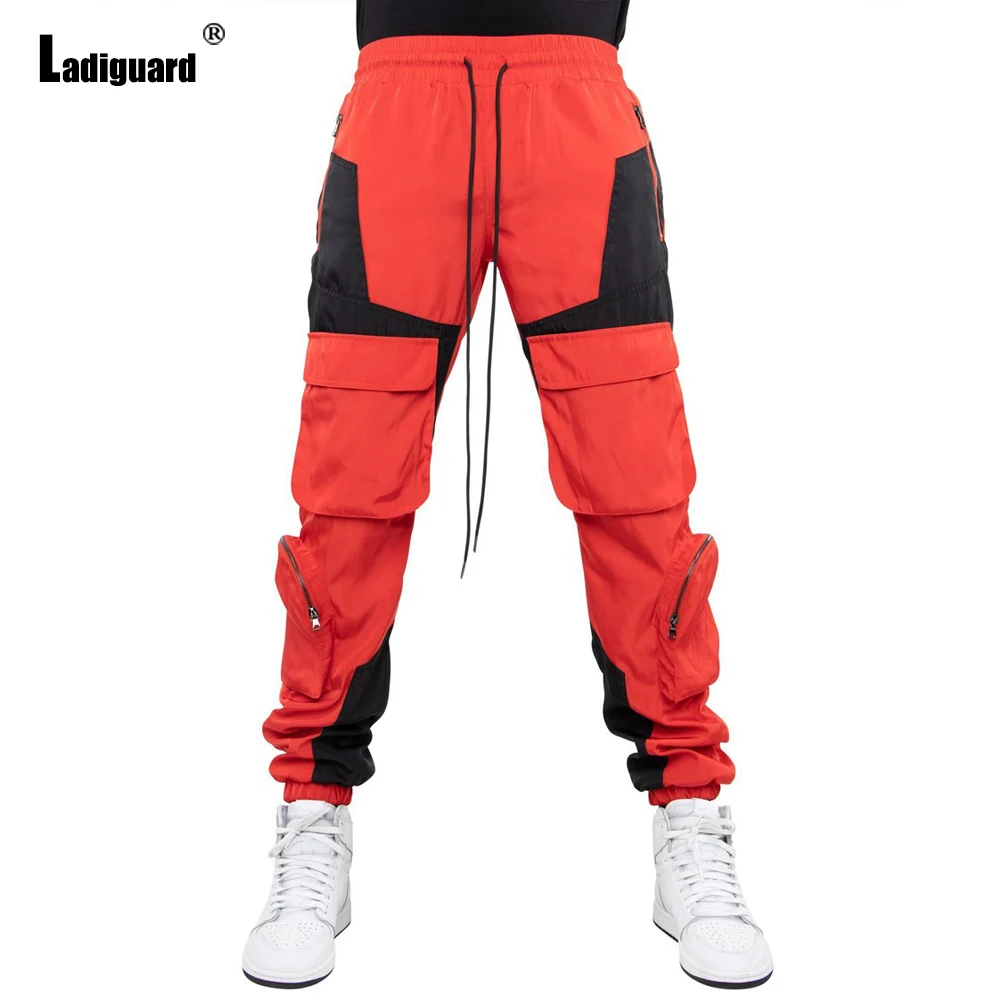 

Men Cargo Pants 2021 Summer New Trendy Patchwork Lace-up Trousers Outdoor Fashion Casual Multi-pockets Pants Sexy Male Clothing