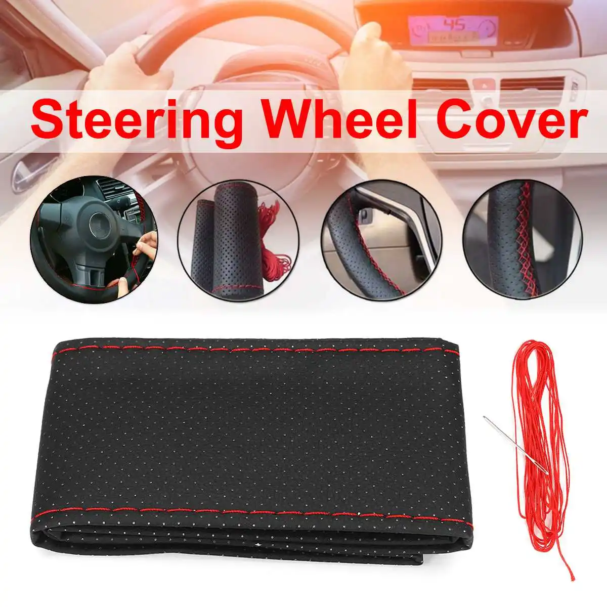1 компл. Чехол рулевого колеса автомобиля кожа ручная строчка для Lada Vesta Granta Priora