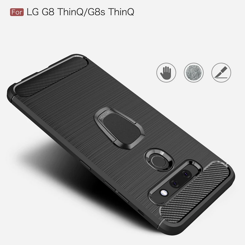 Для LG Q7 Q6 V30 плюс G6 Pro W10 30 Q7 K8 K10 Stylo 5 K40 V40 V50 G8 G8s ThinQ Q Stylus Plus с кольцом-держателем из углеродного волокна Чехол