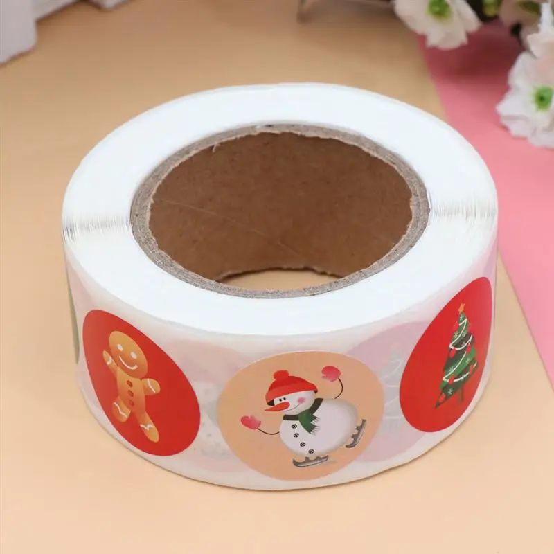 

1 Roll Christmas Scrape Sticker Decoration Gift Sticker Label Craft Food Labels Self-Adhesive Removable Sticker Gift Decals