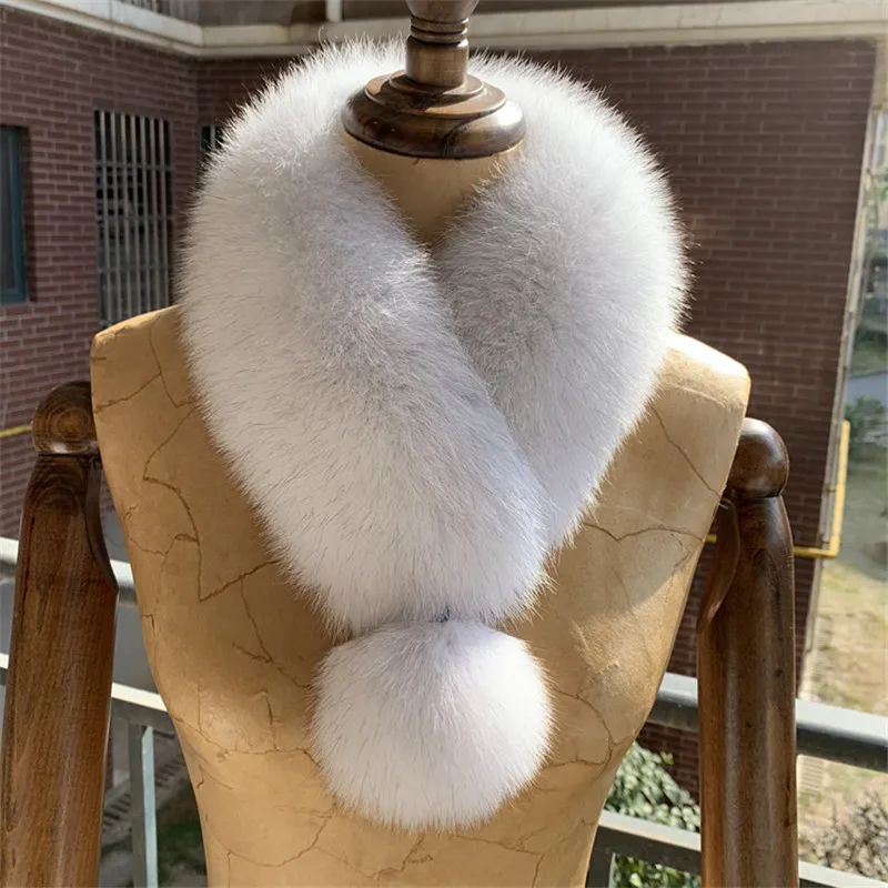 2020 корейский стиль Новый Лисий мех женский зимний шарф помпон натуральный шарфы