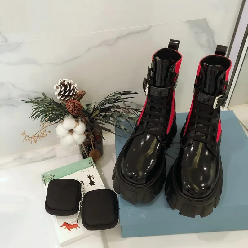 Goede Platform Vrouw Laarzen Verwijderbare Pouch Echt Leer Ronde Neus Enkel Dames Laarzen 2020 Nieuwe Luxe Designer Zapatos De Mujer