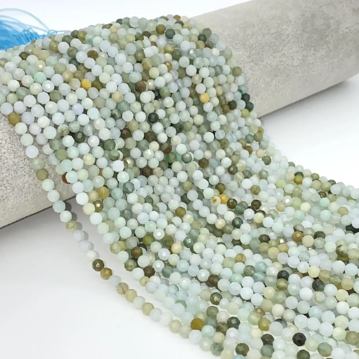 

4MM Natural Multicolor Burmese Jade Faceted Round Small Gemstone Beads For Jewelry Making 15"/Strand Accessories