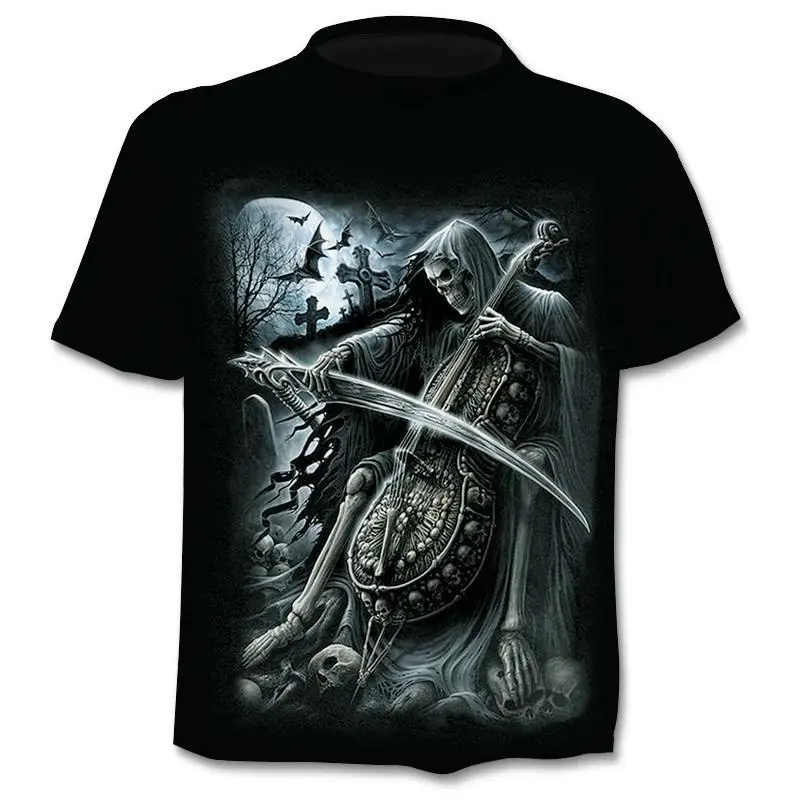 

Men's Skull T-Shirts For Men Hip Hop 3D Horror Shirts O-neck Summer T-shirt Fashionable Tops Boys Clothing Plus Size City Wear