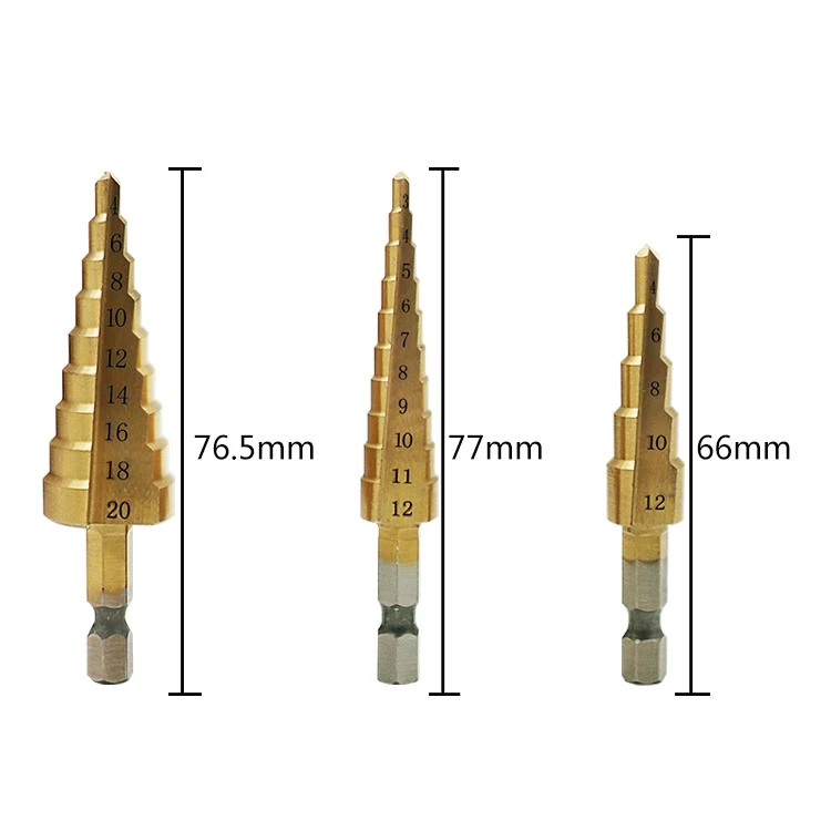 Titanium Step Drill Bit Set Reaming Bits Sheet Metal Plastic PVC Pipe Conduit Hole Cutter Universal Cone Saw Hex Shank | Инструменты