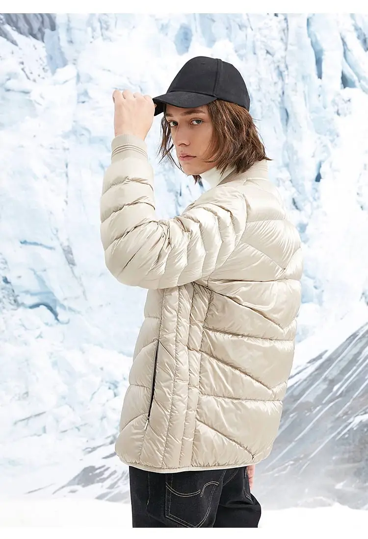 JackJones Для мужчин зимняя куртка Бейсбольным воротником короткая теплая куртка-пуховик 218412507