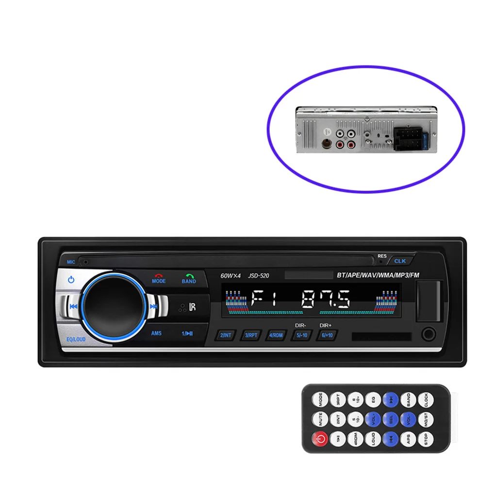 

Bluetooth автомагнитола, автомобильное стерео радио, FM, Aux вход, приемник, SD, USB, JSD-520 12 В, In-dash, 1 din, Автомобильный MP3-плеер, мультимедийный плеер