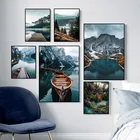 Постер с изображением леса, горы, озера, реки, скандинавских пейзажей, Настенная картина, домашний декор HD0048