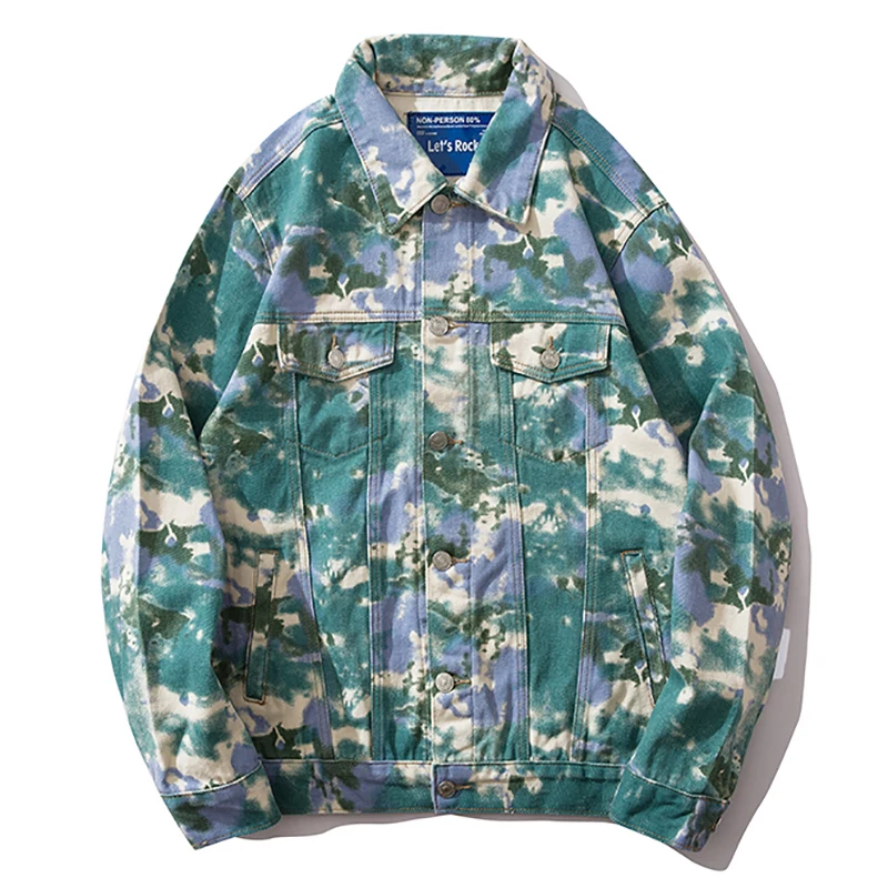 Mirecoo Let‘s Rock Men Shirt Tie dyeing Camo Cowboy Shirts Harajuku Hip Hop Long Sleeve Mens Streetwear Tops Clothes | Мужская одежда