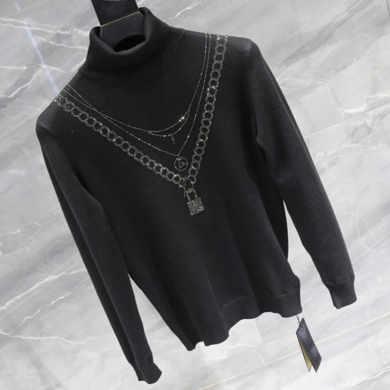 Мужская трикотажная водолазка с длинным рукавом однотонная черная