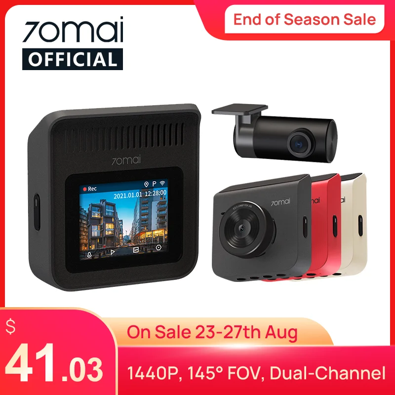 

70mai Dash Cam A400 1440P Resolution 70mai A400 Car DVR Dual Channel Front and Back Sight Cam APP Control multi DVR Car Recorder