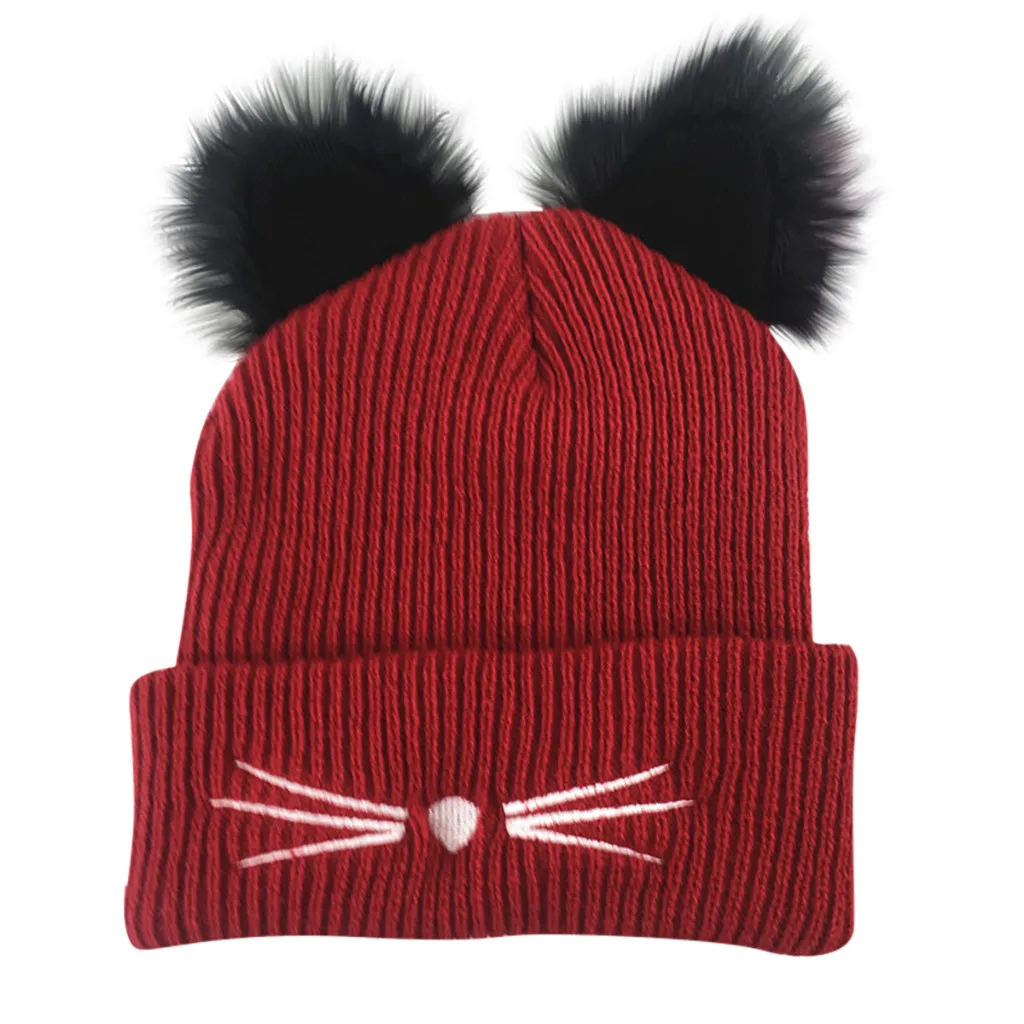 Вязаная шерстяная шапка с помпоном со съемным для женщин и девушек сохраняющая