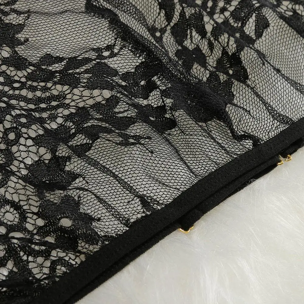 Сексуальный женский кружевной Комплект эротического нижнего белья однотонный