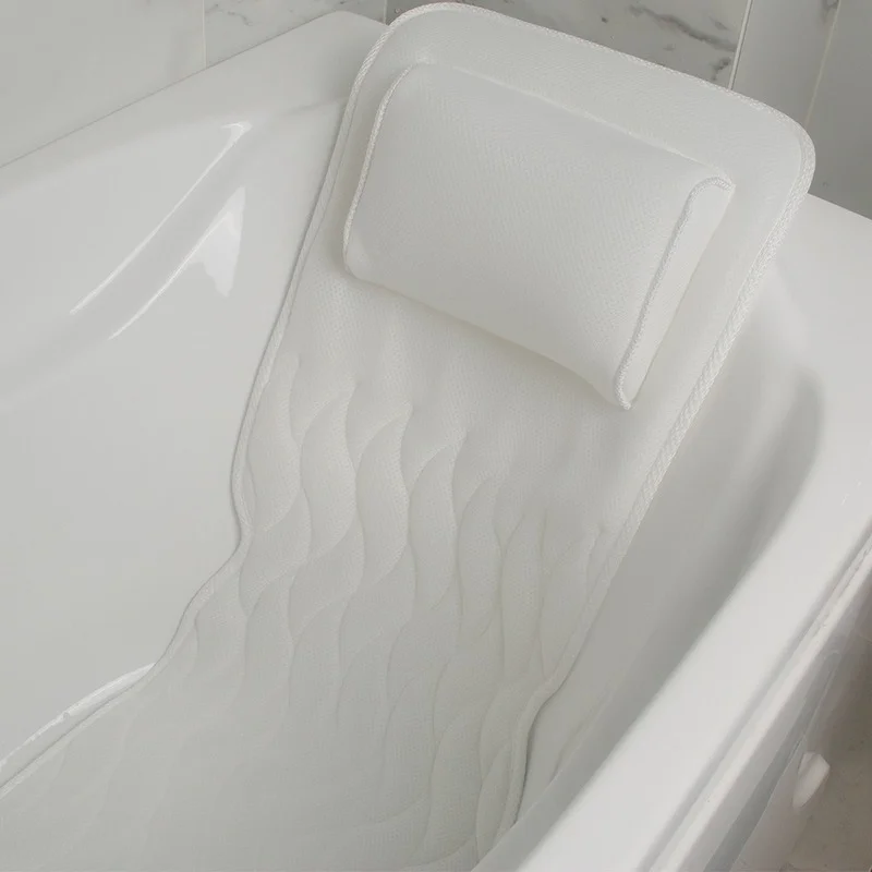 

Коврик для ванной дышащий сетчатый моющийся большой 3D полноразмерный коврик для ванной с подушкой на присоске нескользящий коврик для ванн...