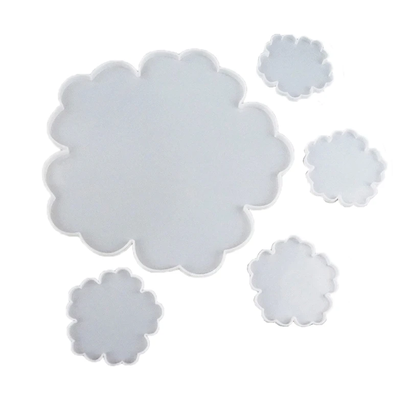 

5Pcs Large Silicone Flower Coaster Resin Casting Making Molds Kit Resin Coaster Mold Agate Coaster Epoxy Molds Crafts