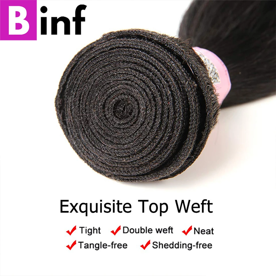 BINF 1B/бордовый пучки с закрытием бразильские волнистые волосы Remy 3/4 4X4 закрытие