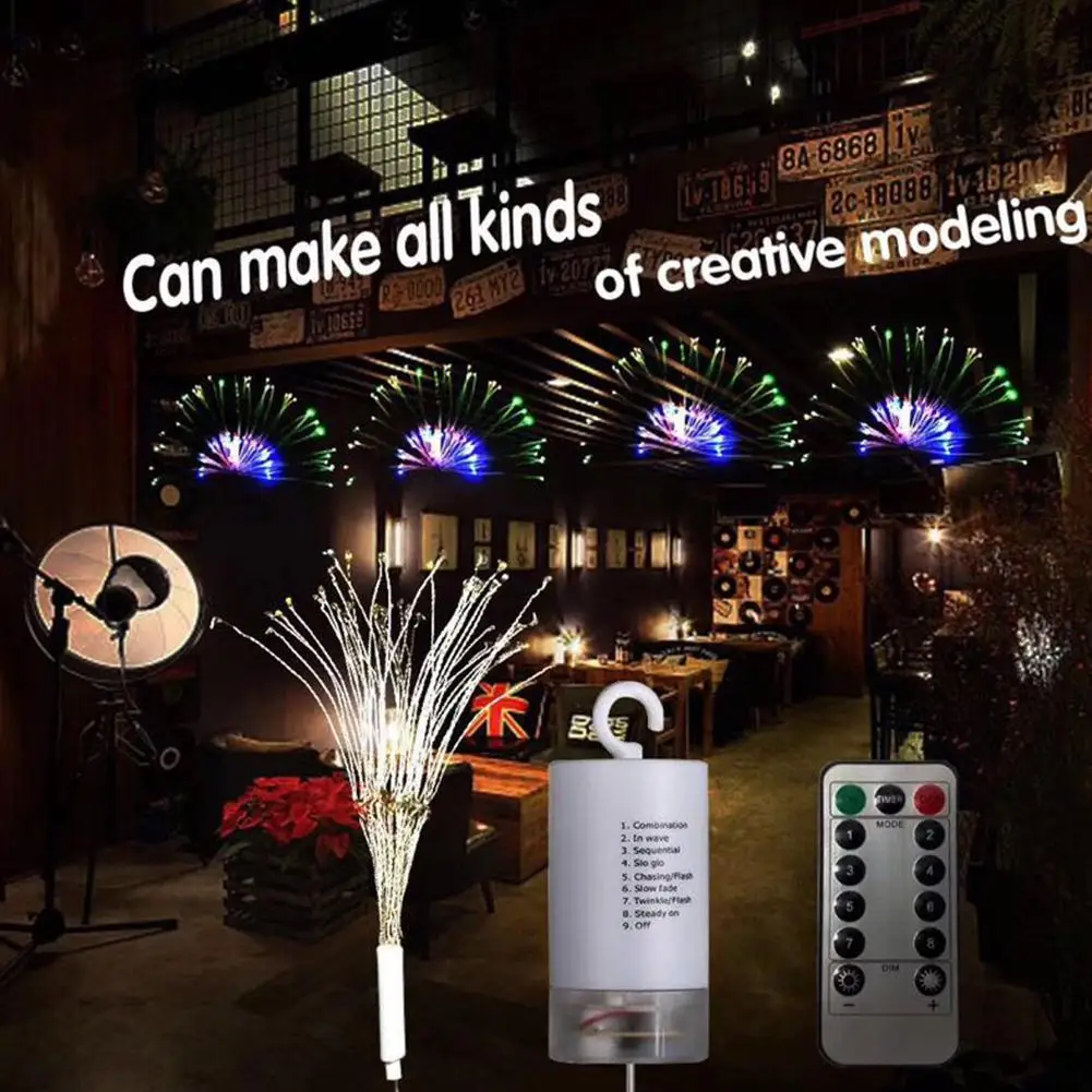 DIY фейерверк светодиодный свет шнура складной на батарейках пульт