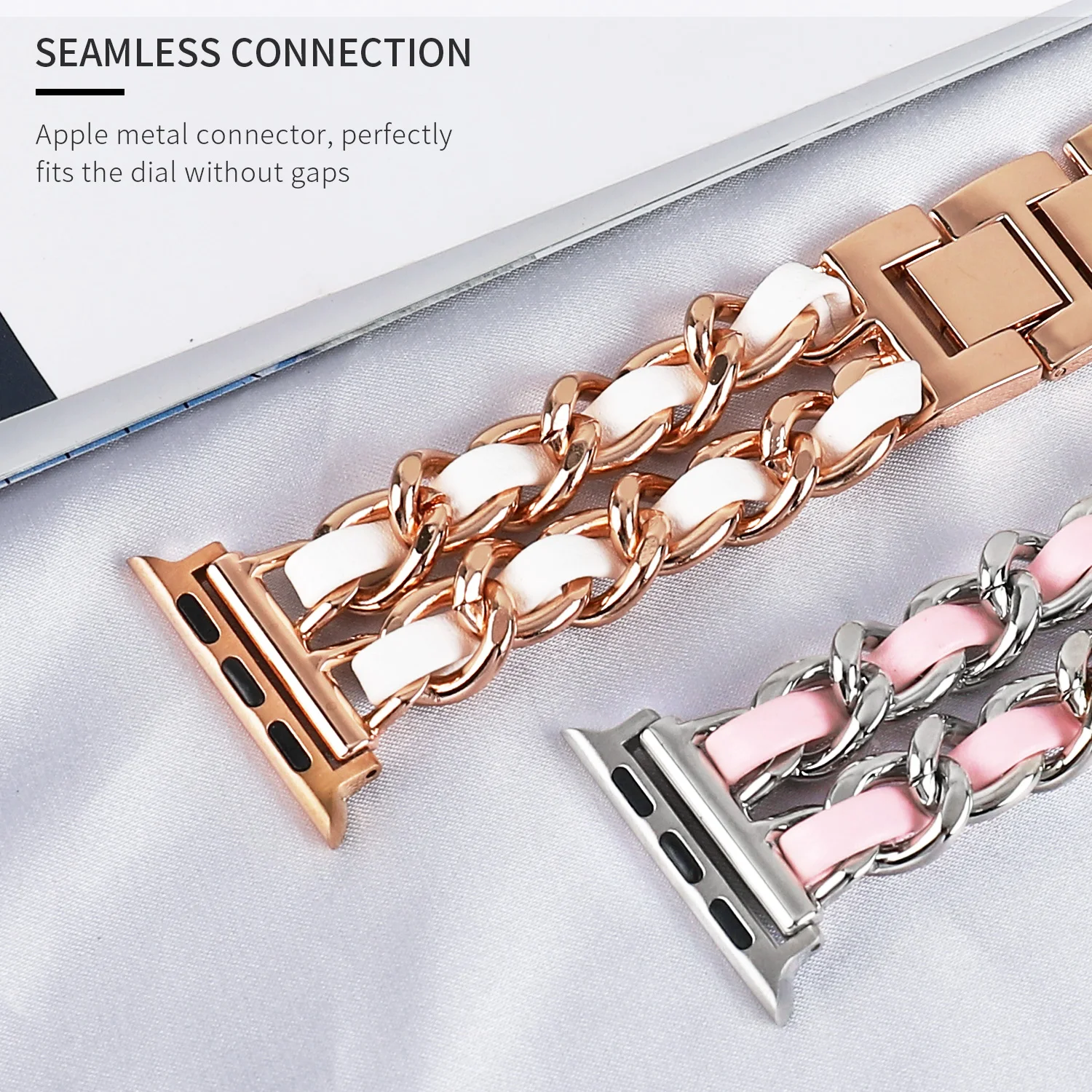 Stainless Steel Leather Bracelet+Diamond Case for Apple Watch Series7 6 Se 40mm44mm Watchband Strap on iwatch band 432 38mm 42mm