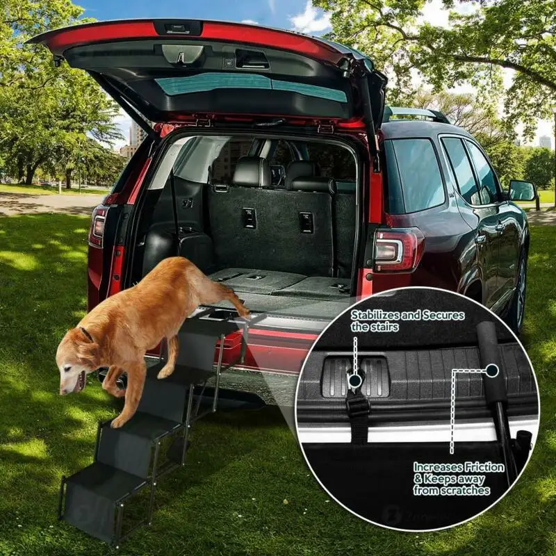 

Folding Dog Pet Steps Ramp Stairs Car Boot Portable Ladder Metal Accordion