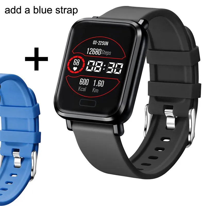 And a blue strap Смарт-часы IP67, водонепроницаемые, пульсометр, измеритель артериального давления, кислородный монитор, поддержка секундомера, погода, 170 мАч, умные часы в режиме ожидания - Цвет: And a blue strap