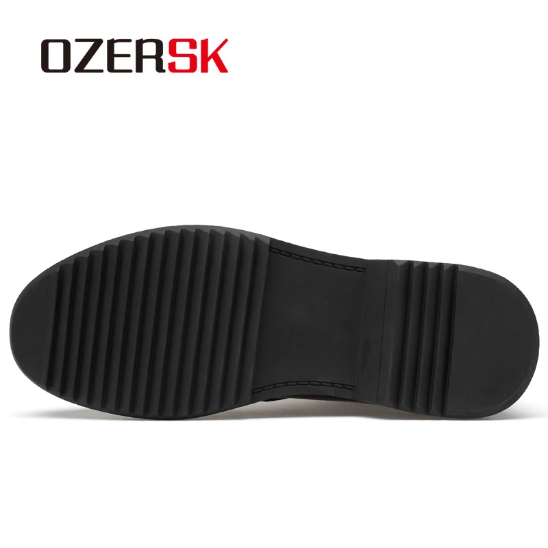 Мужские Теплые ботильоны OZERSK черные повседневные из натуральной кожи на меху