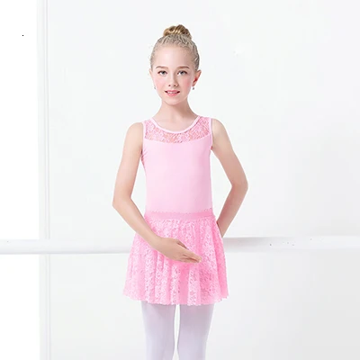 Pink Vest Балетное платье для девочек, гимнастические купальники, кружевные юбки, трико с длинными рукавами, гимнастический купальник для малышей, для танцев - Цвет: Pink Vest