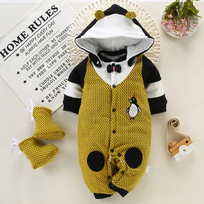 Winter Overalls for Girls Boys Jumpsuit Children's Baby Romper Hooded 0-15M Newborn Infants Babies Onesies Warm | Детская одежда и